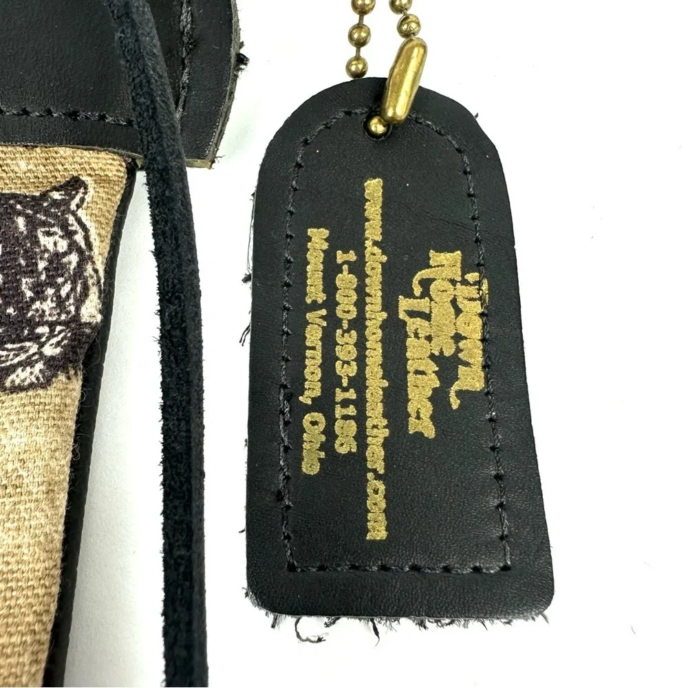 Down Home‎ Leather Crossbody Bag Black Tan Leather Canvas Tiger Handbag Travel